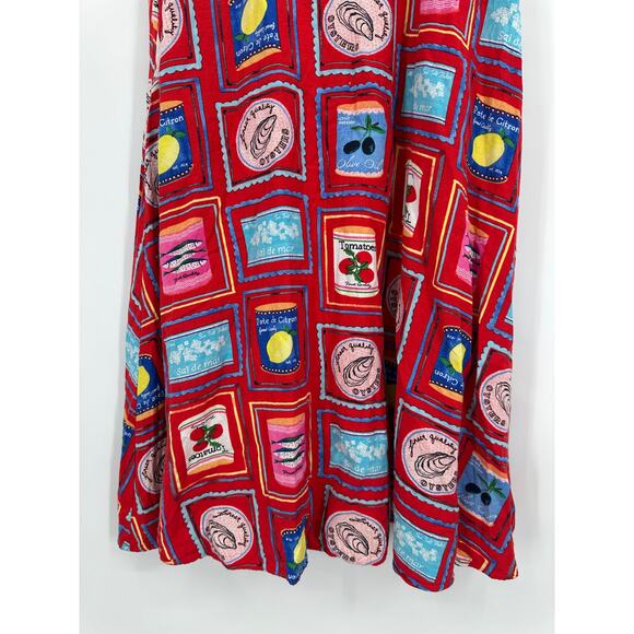 LOFT Can Print Linen Blend Strappy Midi Dress Square Neck Sleeveless Sundress - Picture 7 of 12